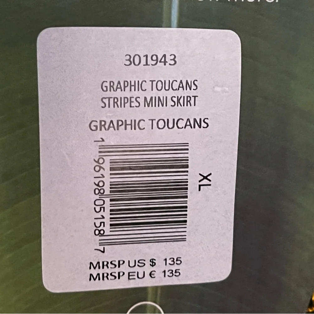 NWT Farm Rio Graphic Toucans Stripe Mini Skirt in Multi - Size XL - Picture 8 of 11